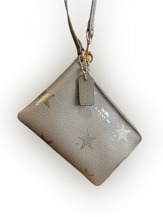 Coach Handbags - Coach F64645 Star Canyon Gray Leather Corner Zip Wristlet Silver Metallic Stars